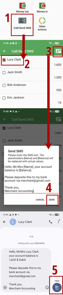 SMS aux débiteurs
